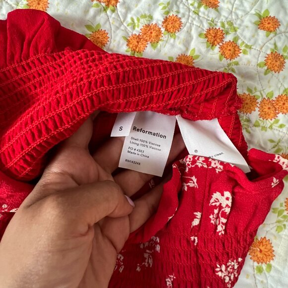 Reformation Chantilly Floral Strapless Dress (Red, Small, S) - Picture 7 of 7